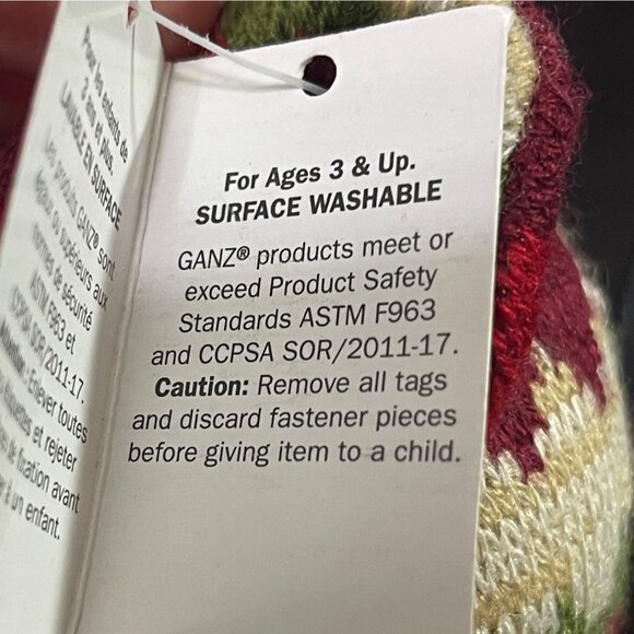 GANZ Vintage Holiday Knit MacMerry Christmas Zigzag Sweater Bear Plush 8.25" - Picture 10 of 11